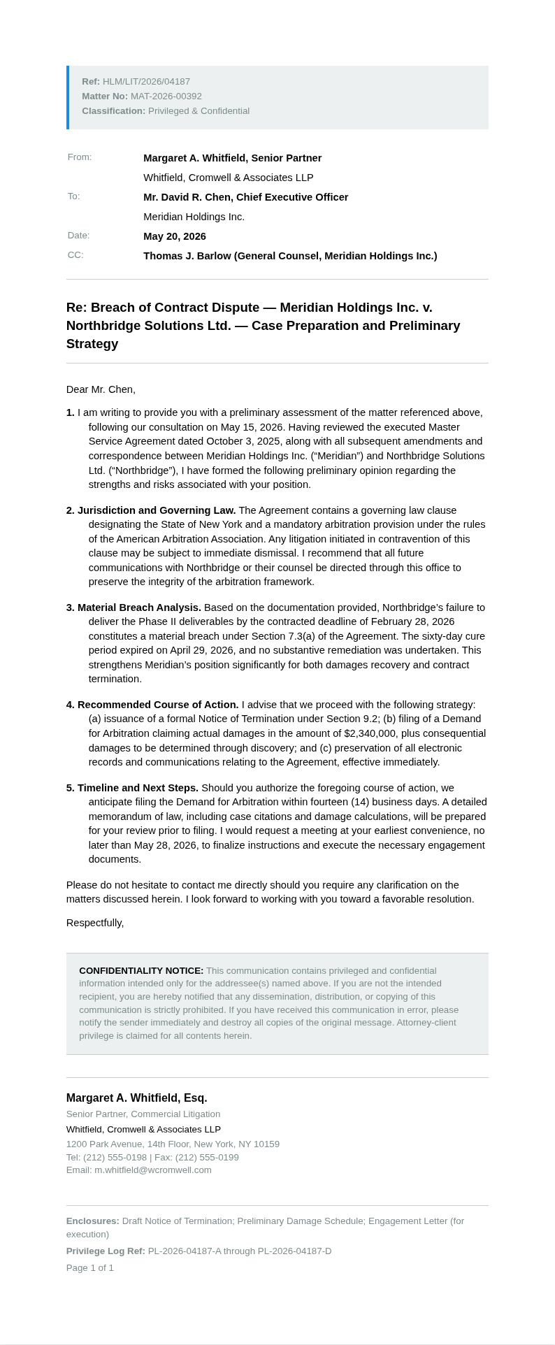 Legal formal email